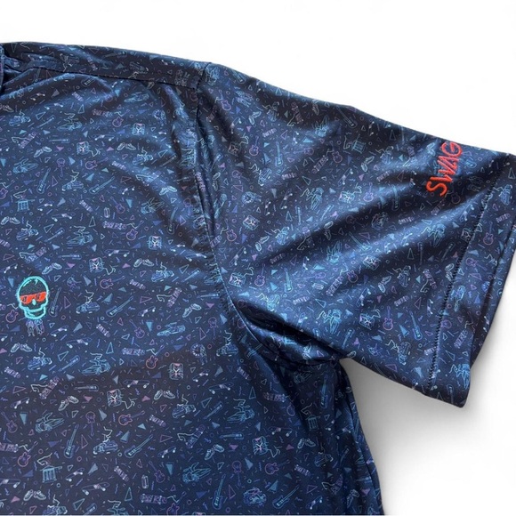 Swag Golf Sz Large Peter Millar Back to the Future Polo Summer Comfort Blue - Picture 4 of 6